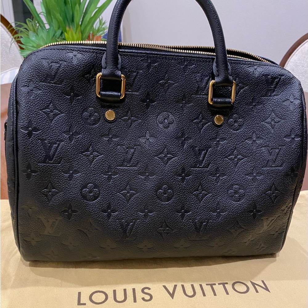 Louis Vuitton Black Monogram Speedy 30 Satchel with Gold Hardware
